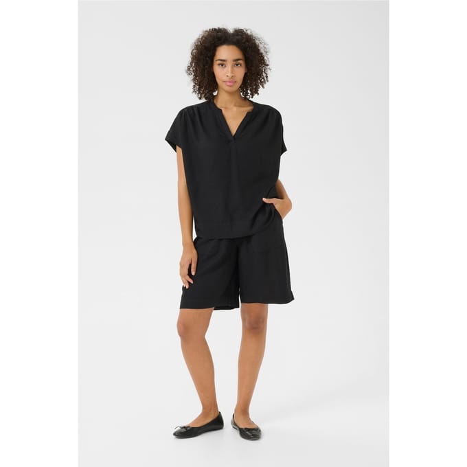 Blouse met korte mouwen Loose fit Black