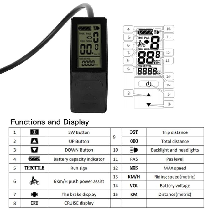 Vélo Batterie Lithium Conversion Instrument LCD4 Connecteur Étanche gray