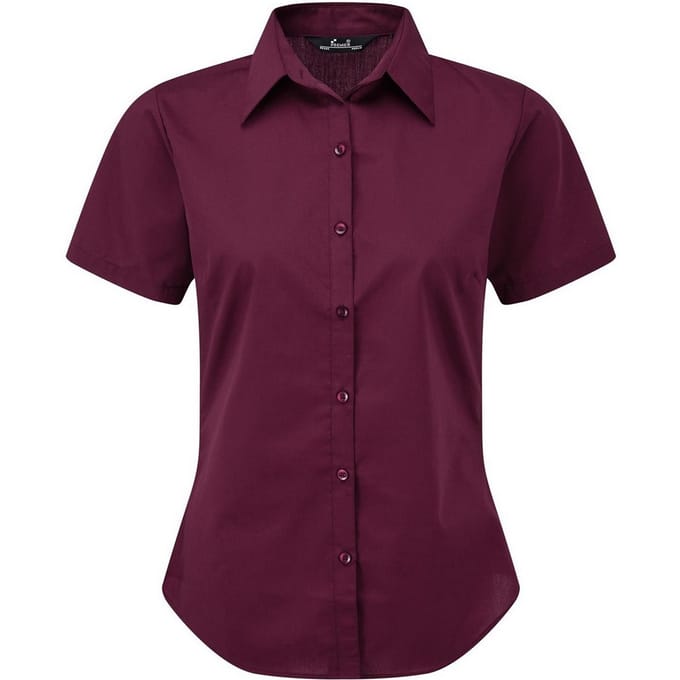 Premier Popeline blouse met korte mouwen / Gewoon werkoverhemd (Aubergine)
