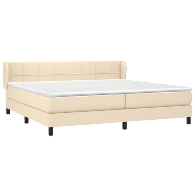 vidaXL - Boxspring - met - matras - stof - crèmekleurig - 200x200 - cm