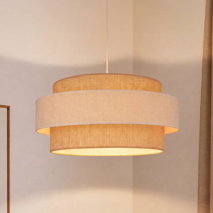 Duolla Hanglamp Space, beige/crème, 1-lamp, textiel, E27