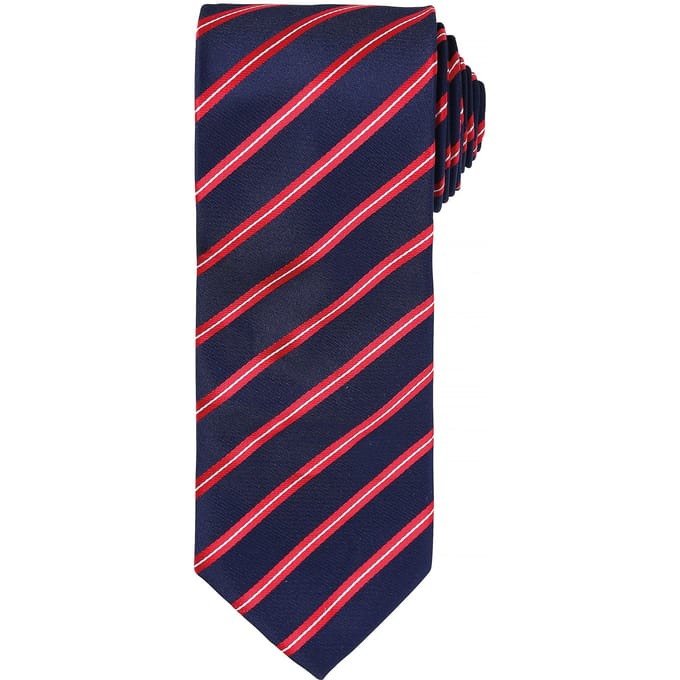 Premier Heren Sport Stripe Pattern Formele Work Tie (Marine / Rood)