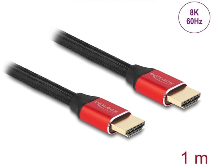 Delock Ultra High Speed HDMI Cable 48 Gbps 8K 60 Hz red 1 m certified