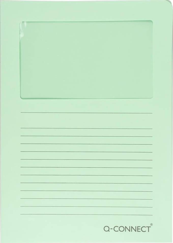 Q-CONNECT L-map met venster | 120 g/mÃ‚Â² | A4 | pak van 100 stuks | lichtgroen