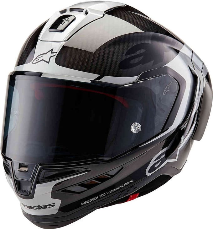 Alpinestars Supertech R10 Element Zwart Carbon Zilver Zwart Glossy Integraalhelm - Helm
