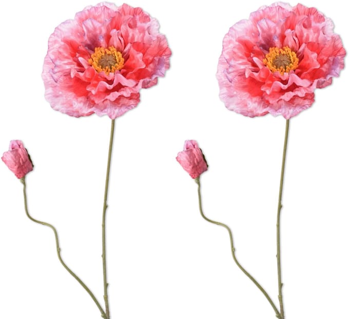 Viv! Home Luxuries Klaproos - 2 stuks - kunstbloem - roze - 75cm