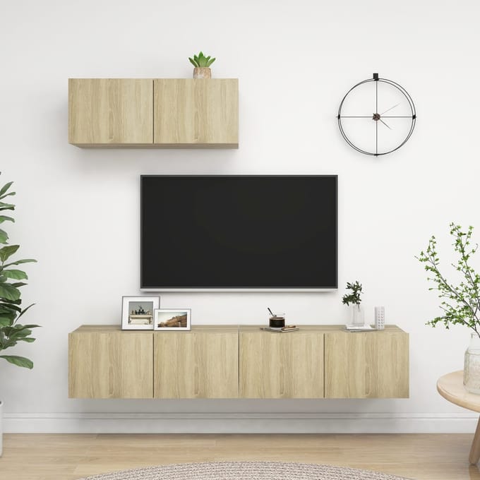 vidaXL - Tv-meubelen - 3 - st - bewerkt - hout - sonoma - eikenkleurig