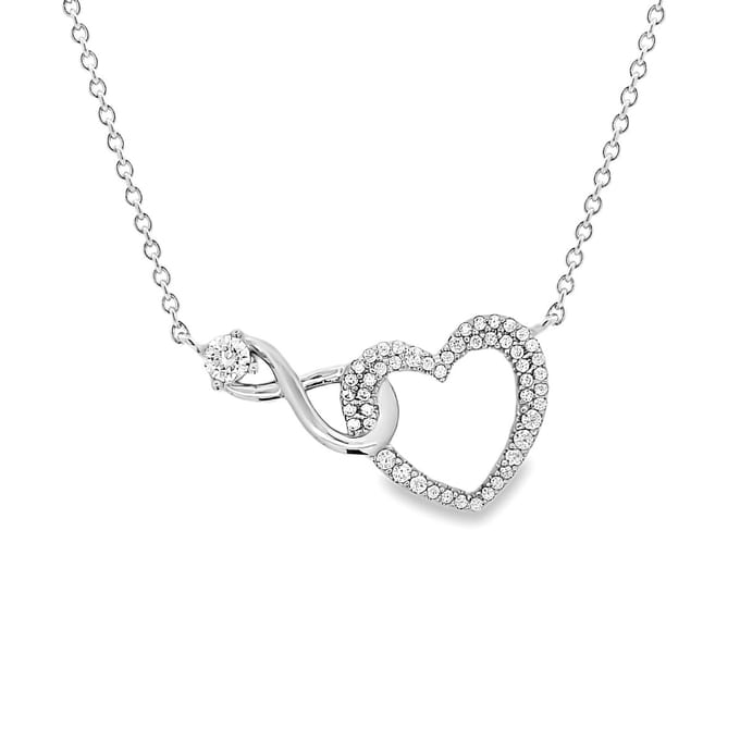 Juwelier Emo - Hart & infinity Ketting Zilver met Zirkonia - 45 CM