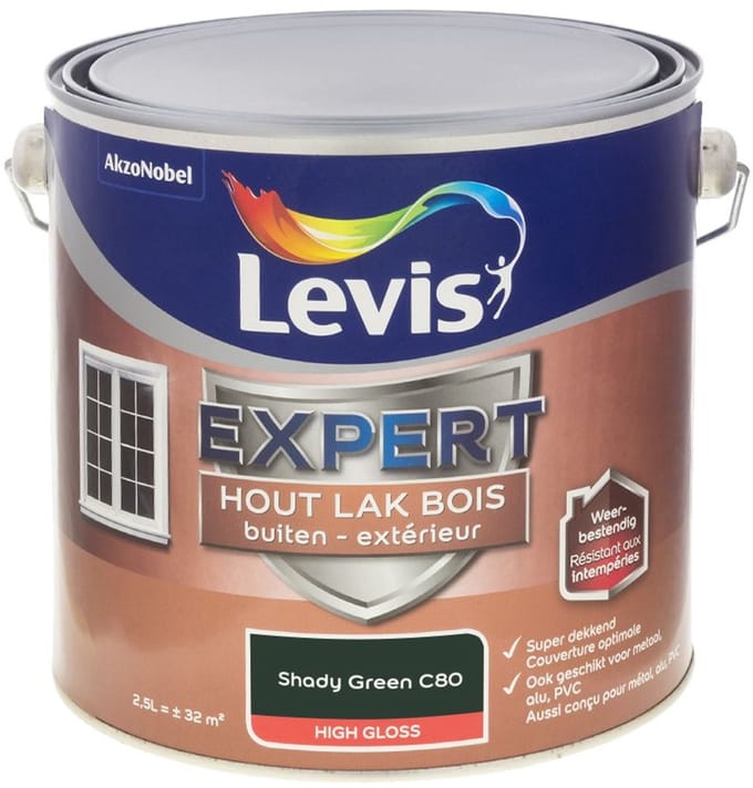 Levis - Expert Hout Lak Buiten High Gloss Mix - Shady Green C80 - Mengverf - 2,5 L