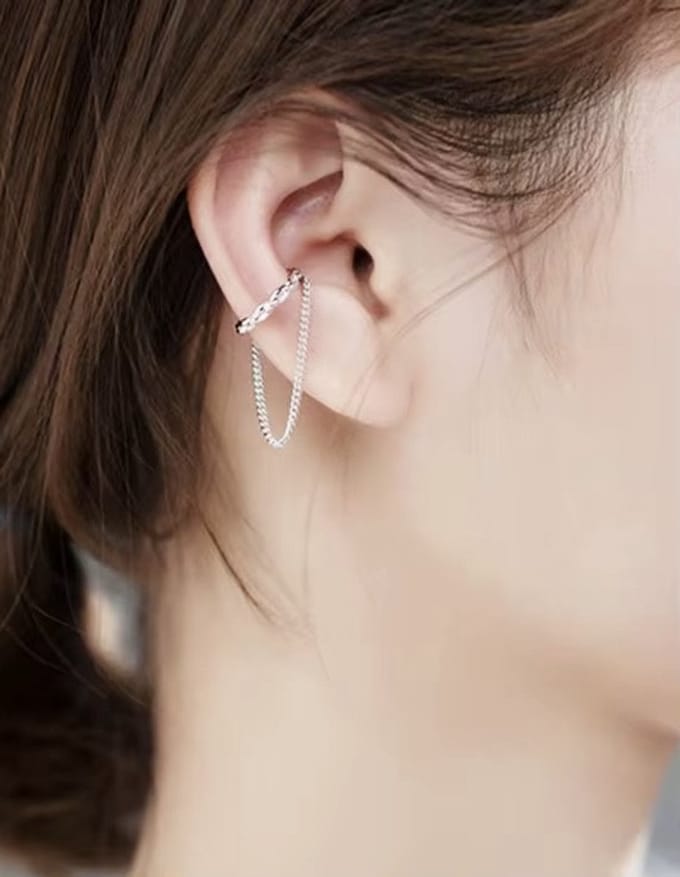 Chain ear cuff | zilver gekleurd