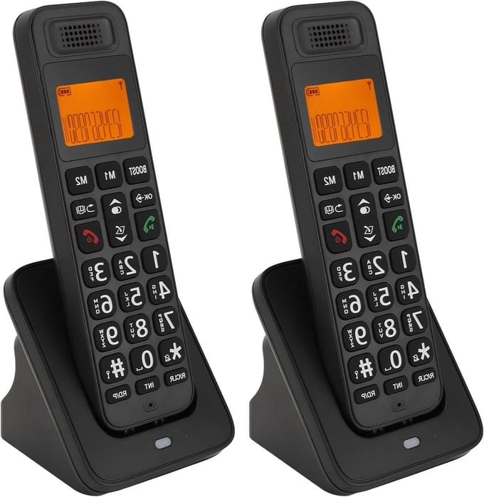 Draadloze DECT Telefoon - Vaste Telefoon Thuistelefoon - Thuis Bellen - Nummerherkenning Oproepblokkering - 2 Handsets - Zwart