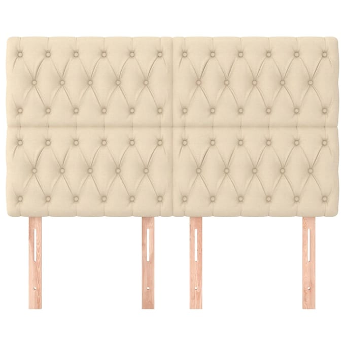 vidaXL - Hoofdbord - crème - 144x7x118/128 - cm - stof