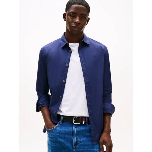 Tommy Jeans Heren Slim Fit Poplin Overhemd – Zwart Iris S