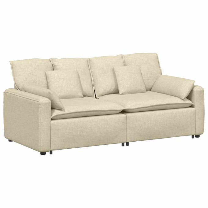 vidaXL - Modulaire - bank - met - kussens - crèmekleurig