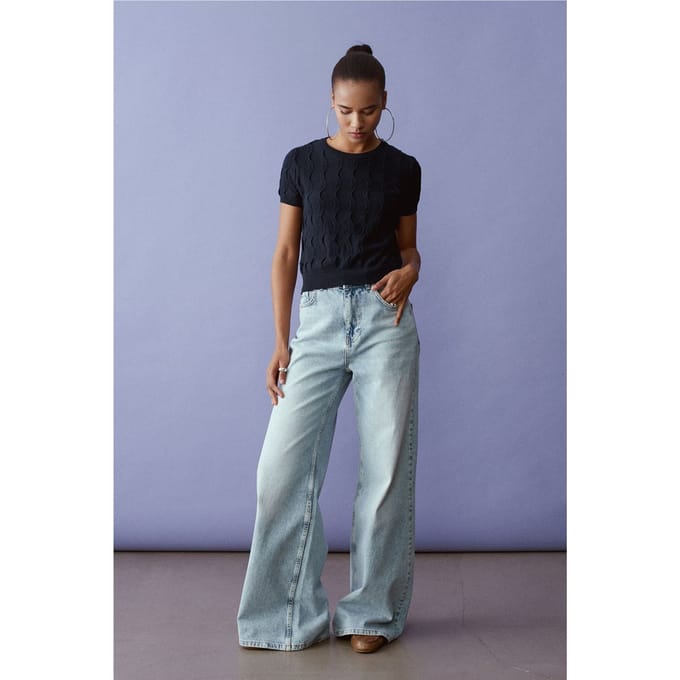 Textuur Ribbel Crop Blouse