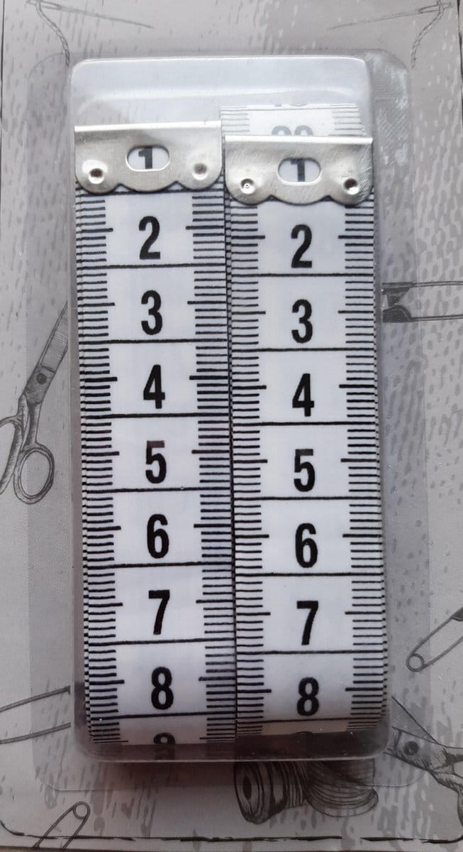 blister 2 meetlinten wit - 2x centimeter 150 cm - beide zijden cm aanduiding