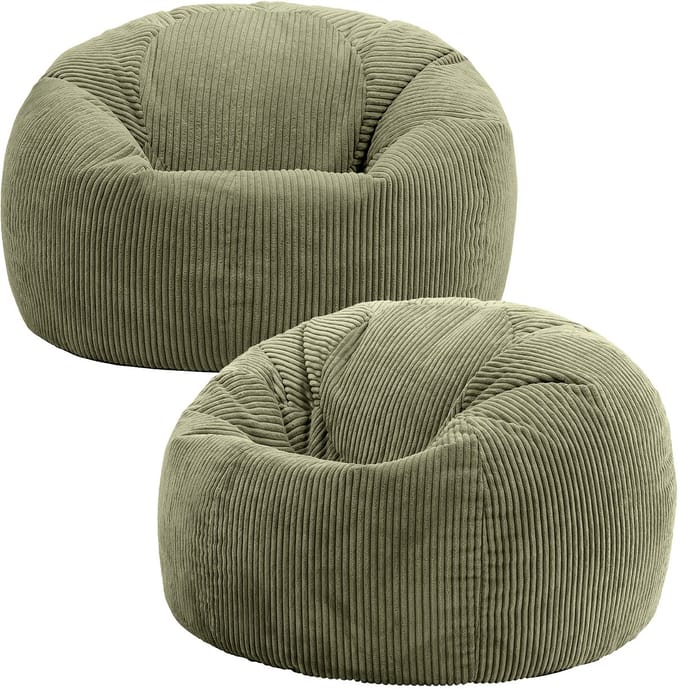 icon - Kingston Zitzak Fauteuil - Set van 2 - Ribfluweel - Saliegroen