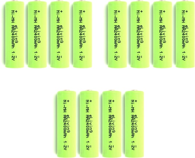 Oplaadbare AA batterijen. Grote capaciteit 2400mAh. 12 stuks voordeelpack