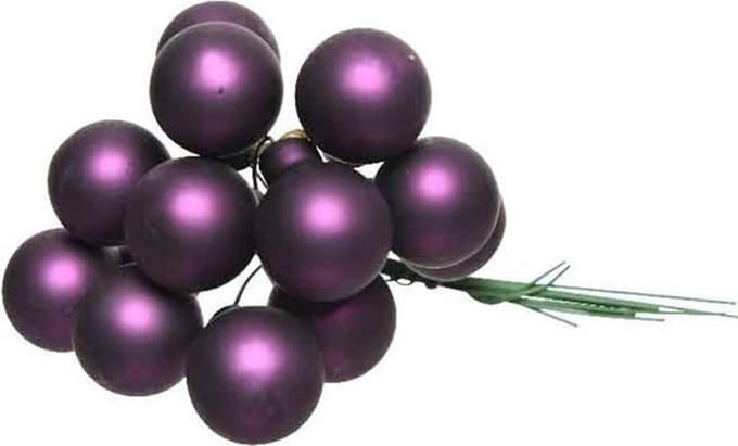 Decoris mini kerstballetjes op stekers - 10x stuks - paars - D2 cm - glas