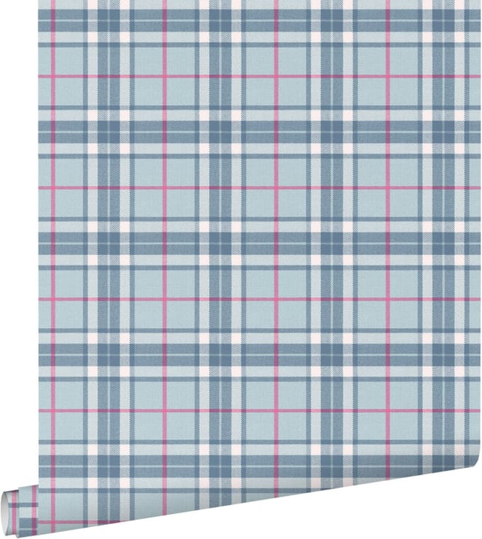 ESTAhome behang ruiten blauw - 50 x 900 cm - 132025