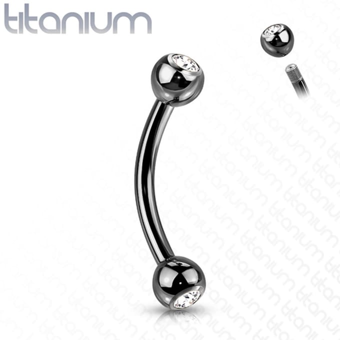 Piercing titanium rond steentje extern 1.2x8x3 - zwart - LMPiercings