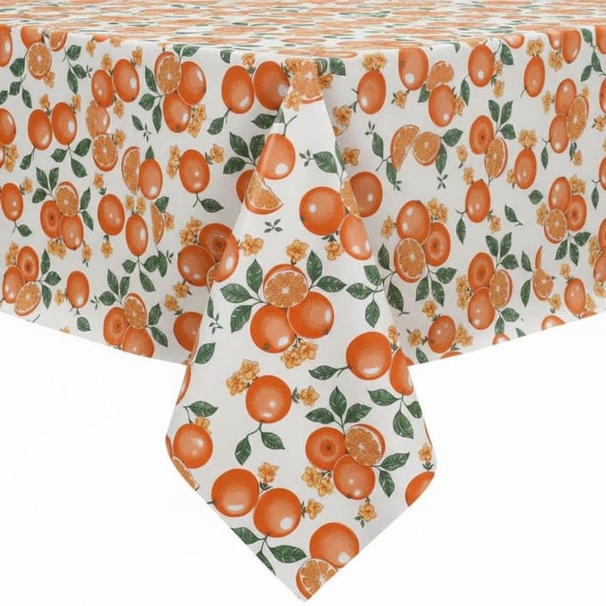Protecttable - Mexicaans Tafelzeil Sinaasappel Wit 120x250cm - Tafelkleed Afwasbaar - Kunststof