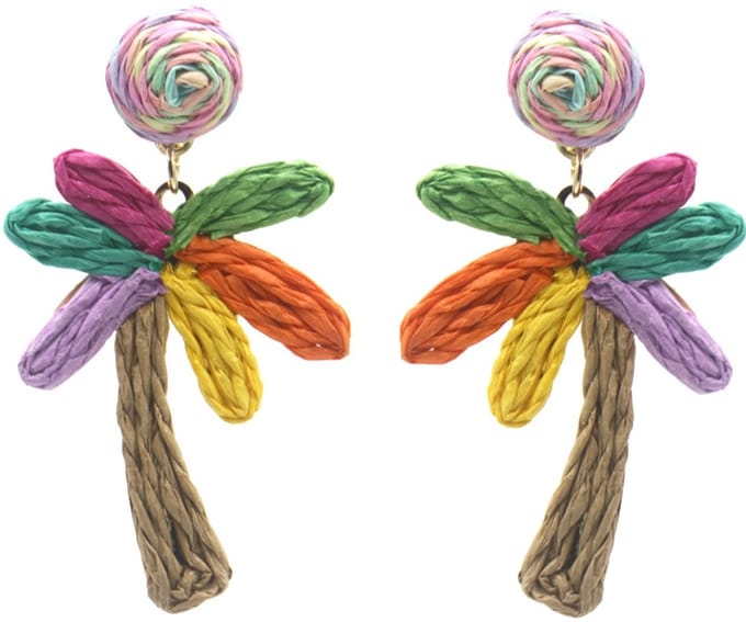 Oorbellen Palmboom – Kunststof – 6.5x4cm – Multikleur