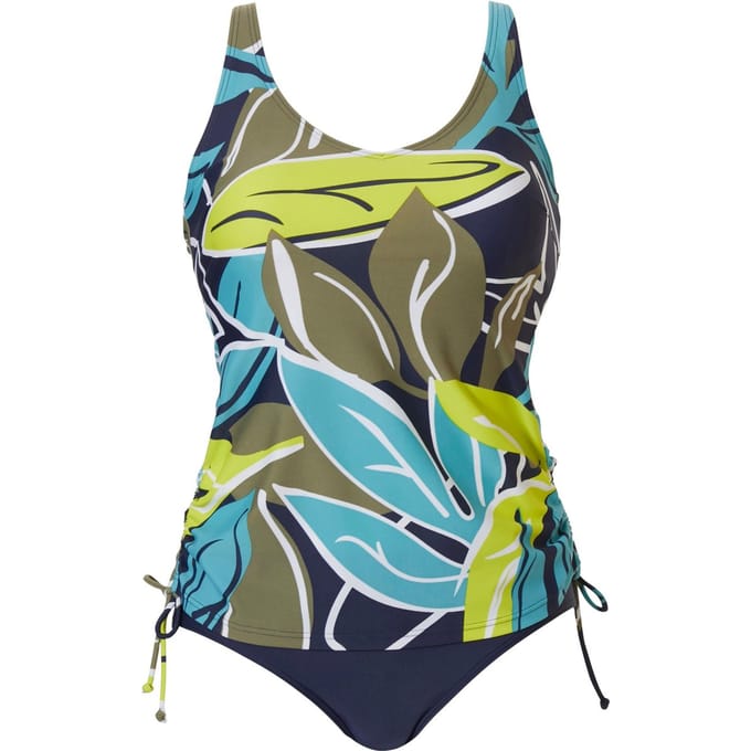 Pastunette Beach  - Maat 50 - Floral Leaves - Tankiniset - Blauw/Groen