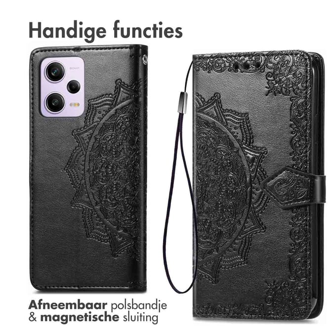 imoshion Hoesje - Geschikt voor Xiaomi Redmi Note 12 Pro - Mandala Bookcase - Zwart