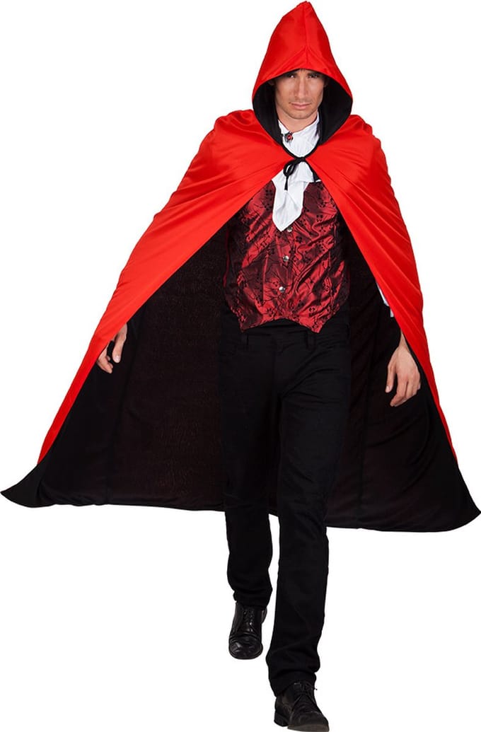 Boland - Cape Twilight zwart/rood - Volwassenen - Vampier - Halloween en Horror