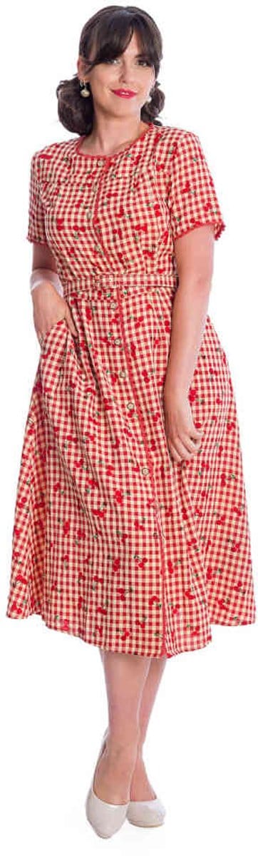 Banned - CHERRY AMORE Flare jurk - S - Rood