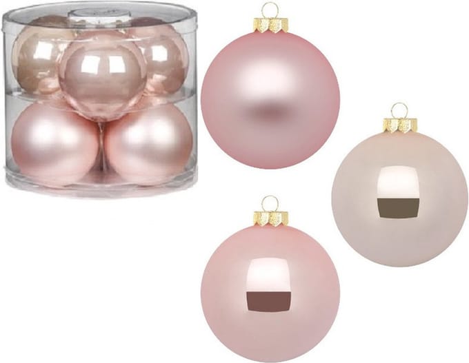 Inge Christmas Grote kerstballen - 6x st - roze - D10 cm - glas - kerstversiering