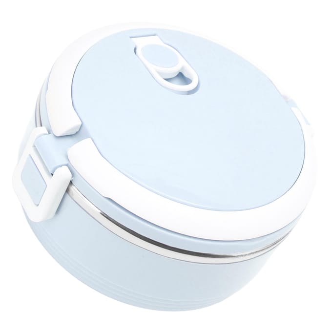 Boîte à déjeuner thermique en acier inoxydable à une couche, portable, isolée, de type bento, avec boucle de sécurité pour L bleu