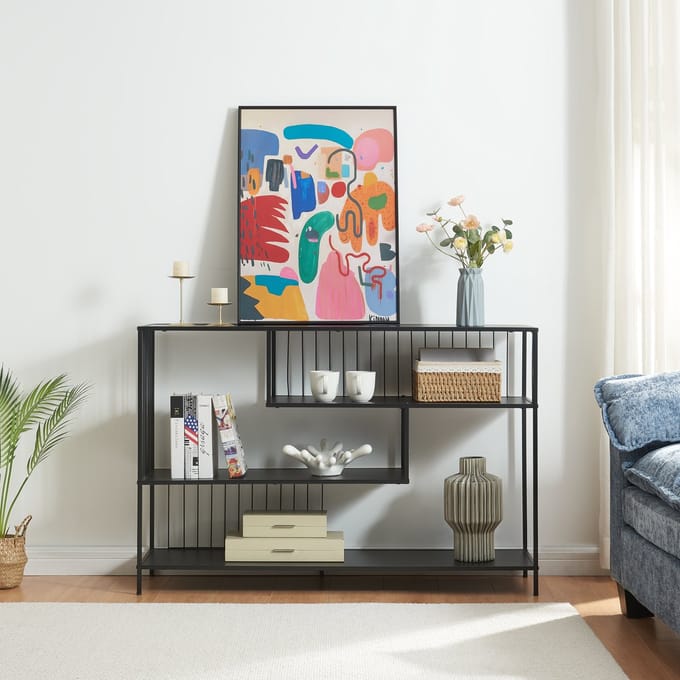 Console tafel Oxelösund 120x33x80 cm zwart [en.casa]