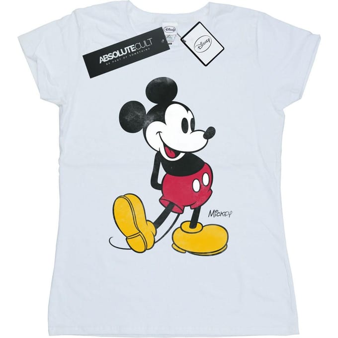 Disney Dames/Dames Mickey Mouse Klassiek Kick Katoenen T-Shirt (Wit)