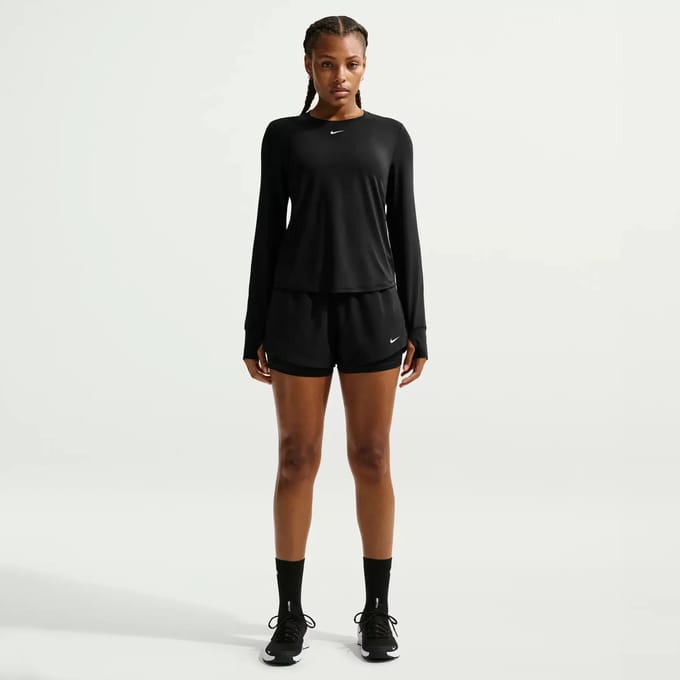 Nike Dri-Fit One Mid Rise 2in1 3in Shorts Dames-zwart, wit