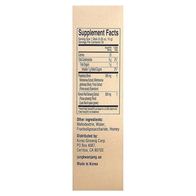 Koreaanse Rode Ginseng Honingpasta Dagelijkse Stick, 30 Stuks, 10G (0,35 oz) Elk