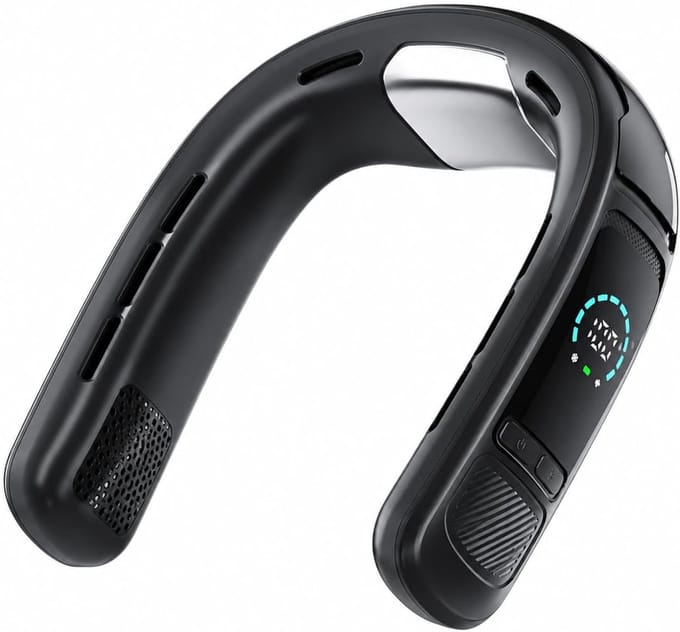 Halfgeleider-koelventilator met nekband – USB-oplaadbaar, bladloos, met ijskoeling – Draagbare kleine ventilator voor buiten