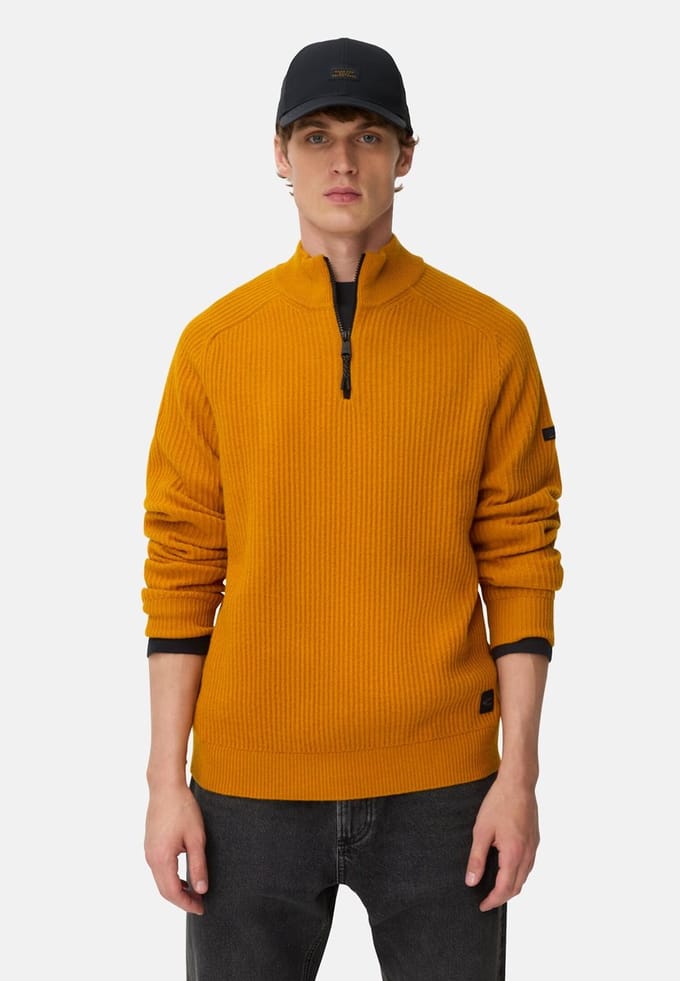 camel active Gebreide troyer van pure lamswol - Maat - Geelmenswear-M