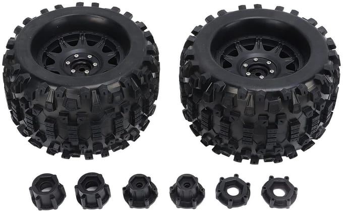 RC Auto Wielen - Banden Set - Off-road Rijden - Extra Grip Textuur - 165 mm Diameter - Zwart