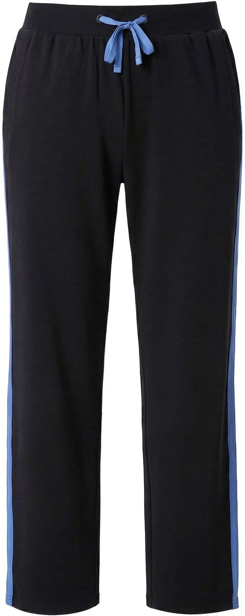 Ulla Popken - Dames - Joggingbroek zijstrepen elastische tailleband koord - Zwart - Maat 58+
