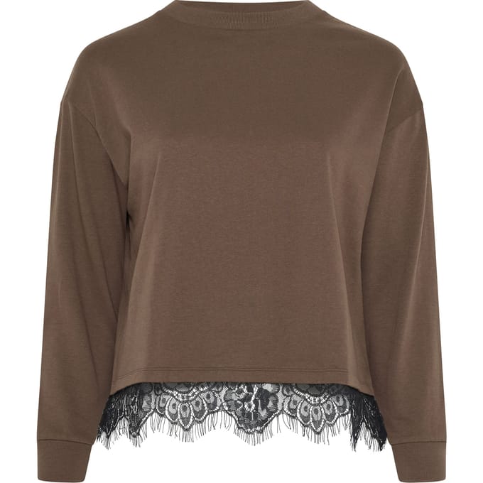 Limited Collection Chocoladebruin Sweatshirt Met Kanten Zoom Size 48