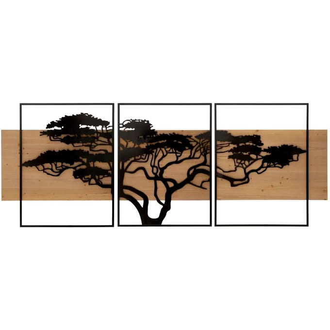 Wanddecoratie Mauro Ferretti Lagos Ferro E Wood (x3)