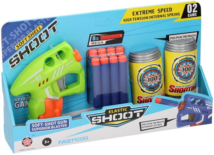 Pistool met Foam Pijltjes en Blikjes Targets