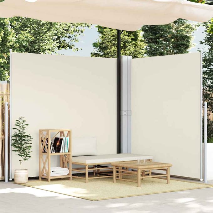 vidaXL - Windscherm - uittrekbaar - 200x600 - cm - crèmekleurig
