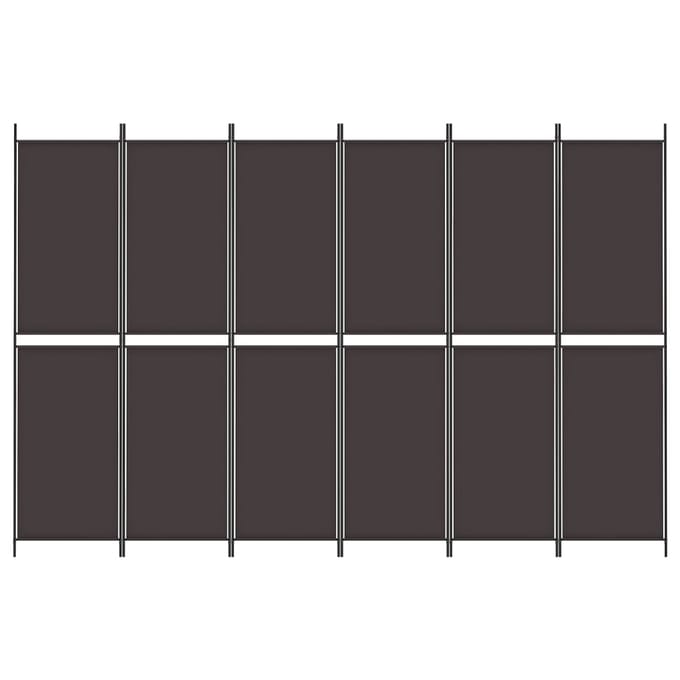 vidaXL - Kamerscherm - met - 6 - panelen - 300x200 - cm - stof - bruin