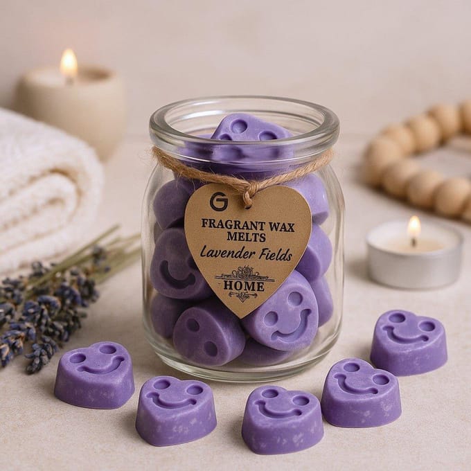 Waxmelts - smeltkaarsje - lavendel - hartvormig - circa 16 stuks