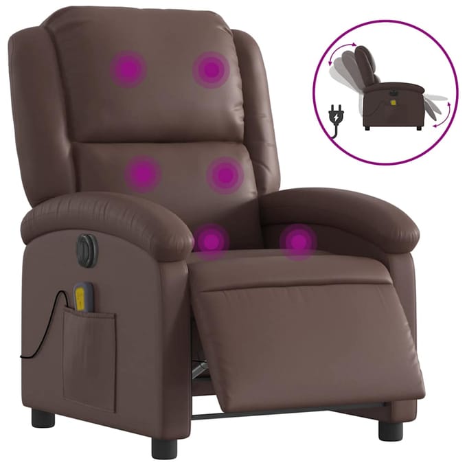 vidaXL - Massagestoel - verstelbaar - elektrisch - kunstleer - bruin