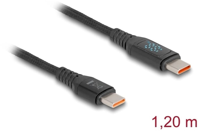 Delock USB 2.0 Fast Charging Cable USB Type-C™ male to male PD 3.1 140 W with power indication 1.20 m