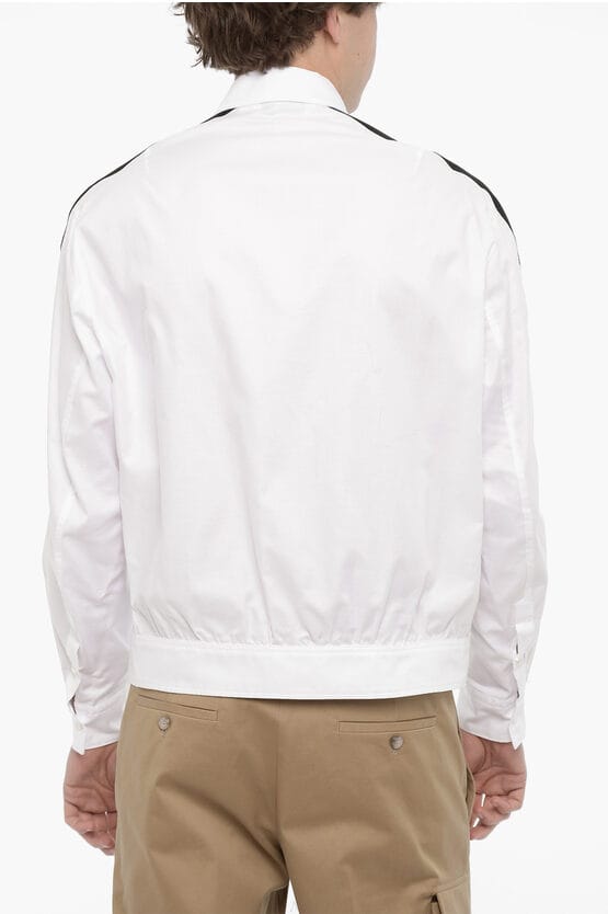 Piqué katoenen BOMBER MODERNIST overhemd in wit